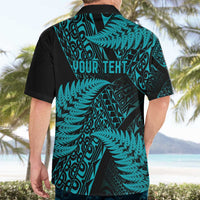 New Zealand Rugby Pacific Personalised Hawaiian Shirt All Turquoise Maori Pasifika Fern Pattern