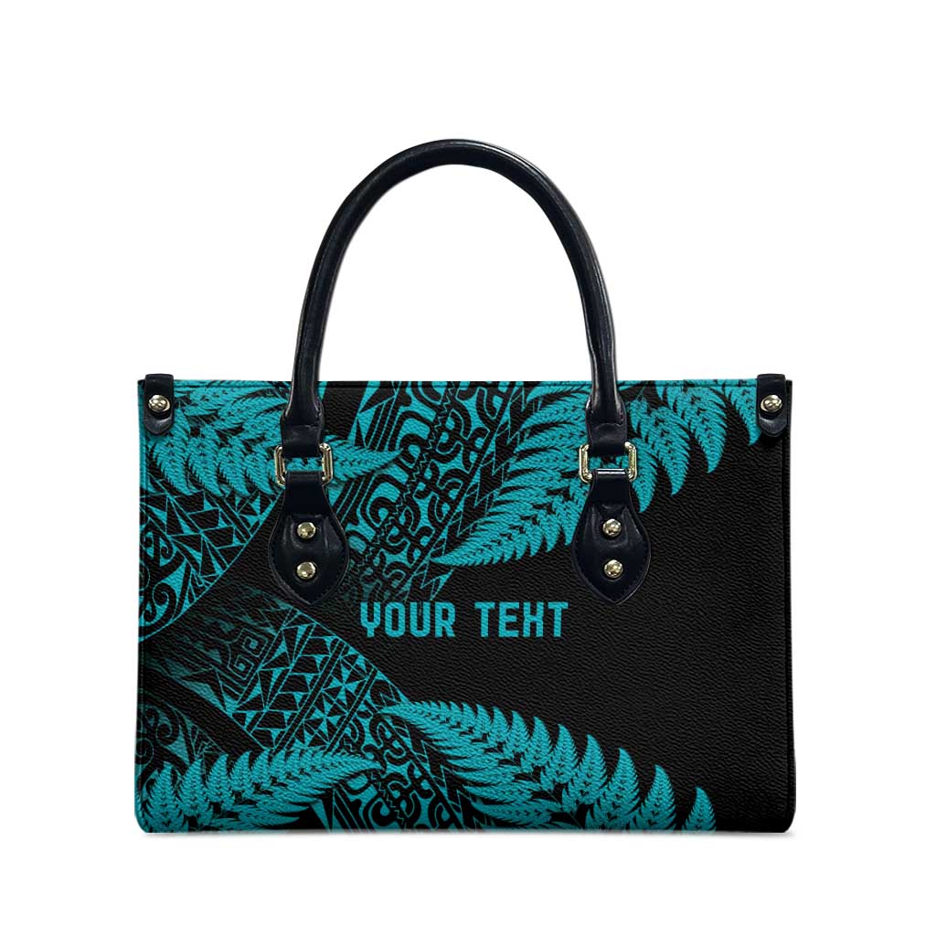 New Zealand Rugby Pacific Personalised Leather Bag All Turquoise Maori Pasifika Fern Pattern - Polynesian Pride