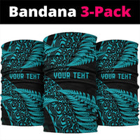 New Zealand Rugby Pacific Personalised Neck Gaiter All Turquoise Maori Pasifika Fern Pattern - Polynesian Pride