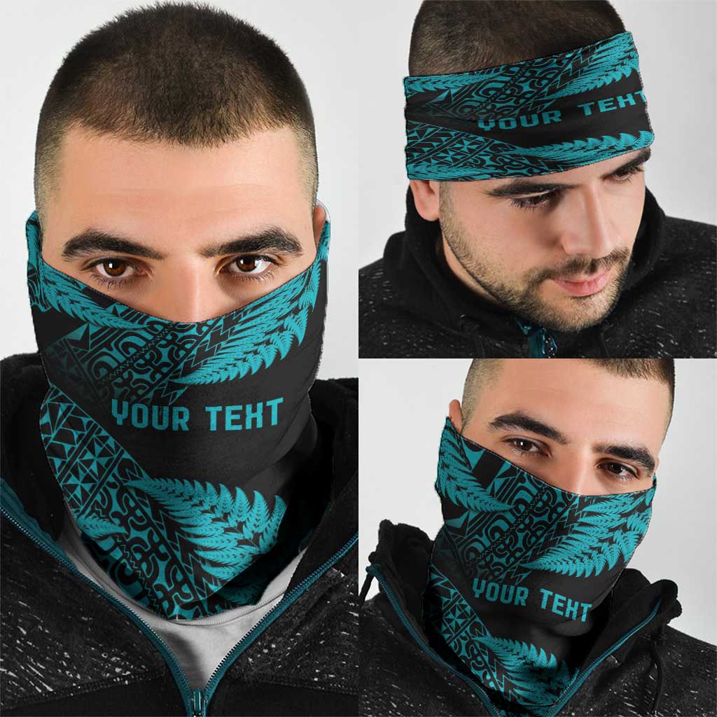 New Zealand Rugby Pacific Personalised Neck Gaiter All Turquoise Maori Pasifika Fern Pattern - Polynesian Pride