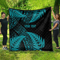 New Zealand Rugby Pacific Personalised Quilt All Turquoise Maori Pasifika Fern Pattern