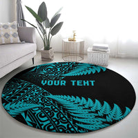 New Zealand Rugby Pacific Personalised Round Carpet All Turquoise Maori Pasifika Fern Pattern
