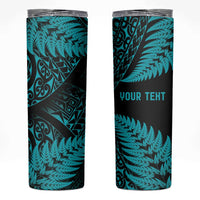 New Zealand Rugby Pacific Personalised Skinny Tumbler All Turquoise Maori Pasifika Fern Pattern
