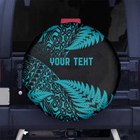 New Zealand Rugby Pacific Personalised Spare Tire Cover All Turquoise Maori Pasifika Fern Pattern