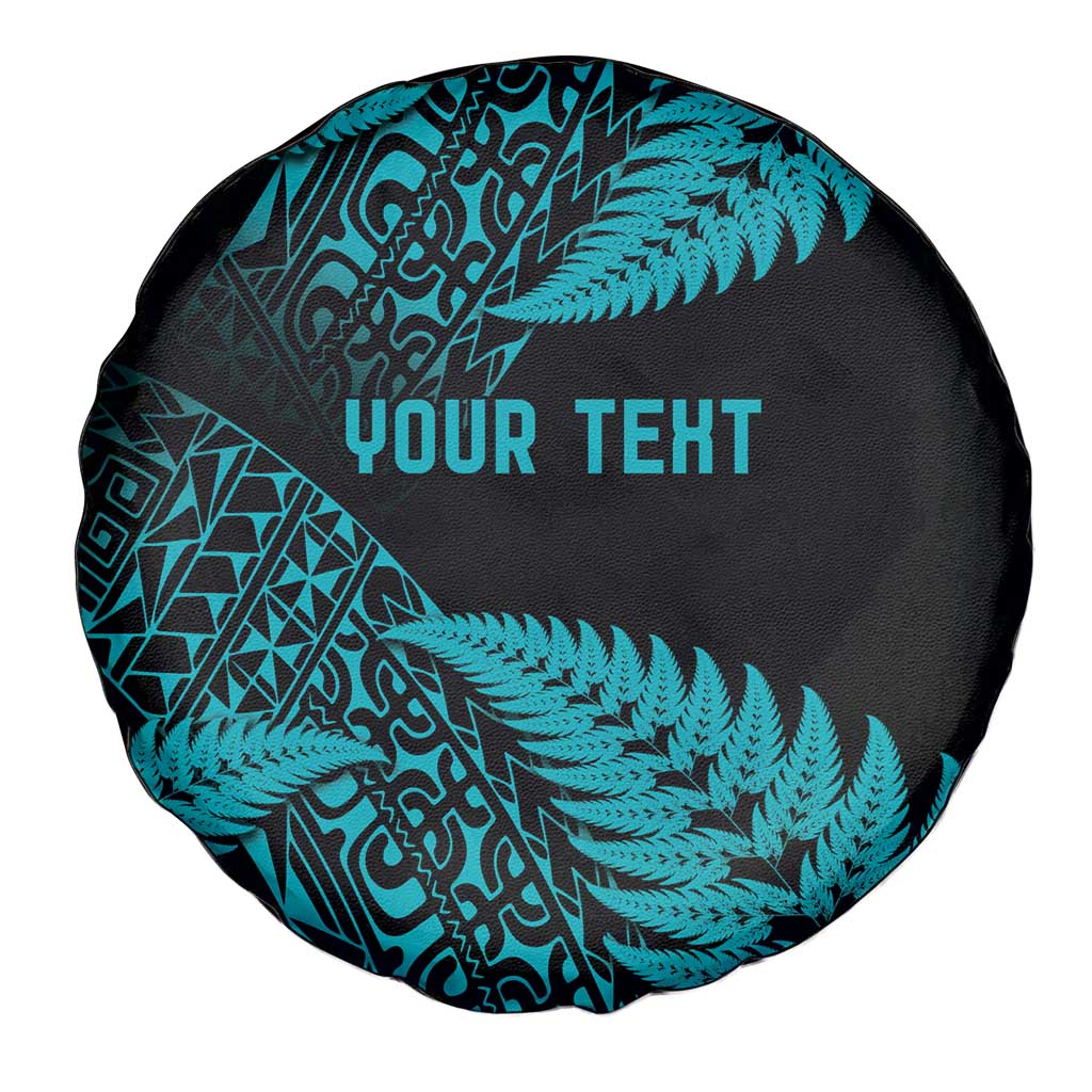 New Zealand Rugby Pacific Personalised Spare Tire Cover All Turquoise Maori Pasifika Fern Pattern