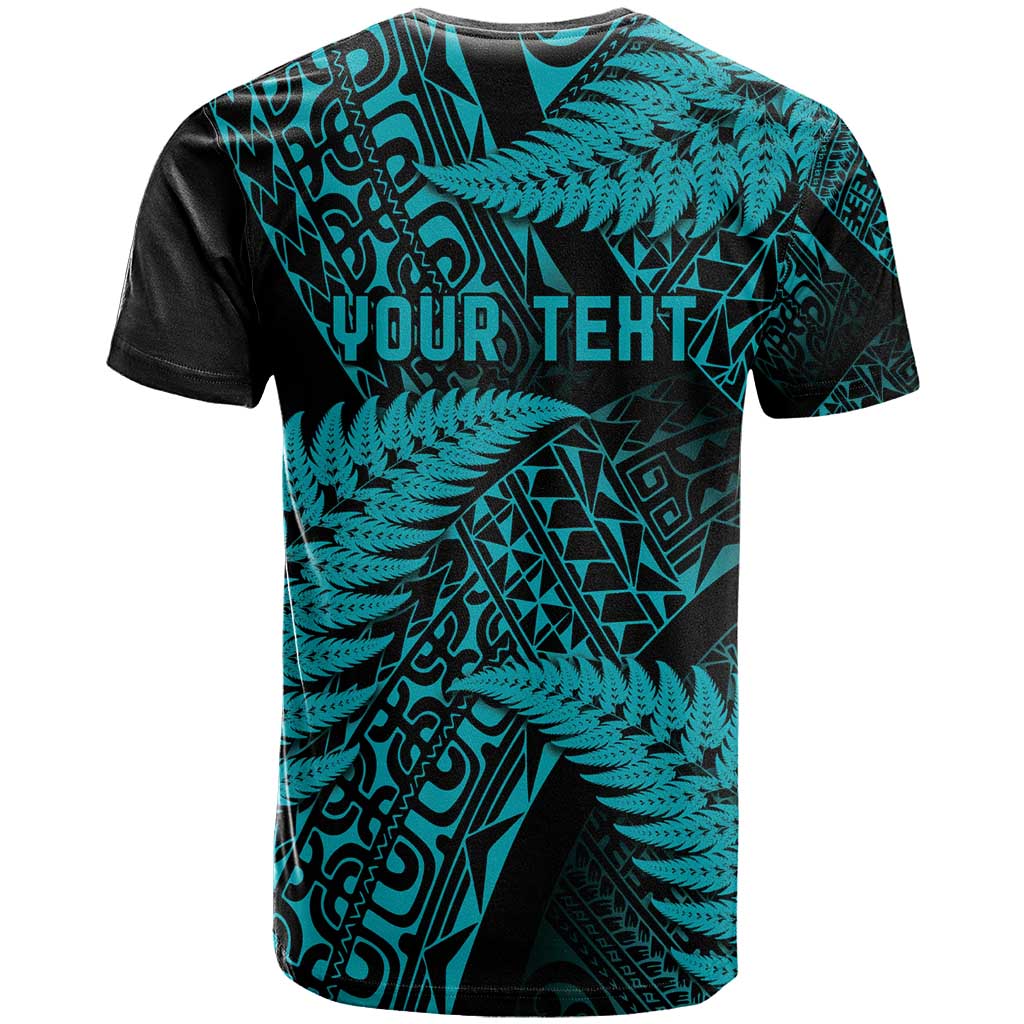 New Zealand Rugby Pacific Personalised T Shirt All Turquoise Maori Pasifika Fern Pattern