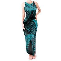 New Zealand Rugby Pacific Personalised Tank Maxi Dress All Turquoise Maori Pasifika Fern Pattern