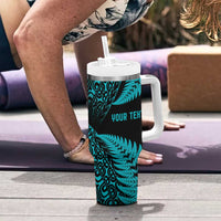 New Zealand Rugby Pacific Personalised Tumbler With Handle All Turquoise Maori Pasifika Fern Pattern