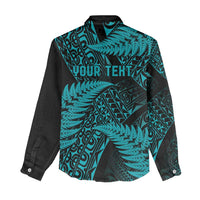 New Zealand Rugby Pacific Personalised Women Casual Shirt All Turquoise Maori Pasifika Fern Pattern
