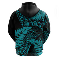 New Zealand Rugby Pacific Personalised Zip Hoodie All Turquoise Maori Pasifika Fern Pattern