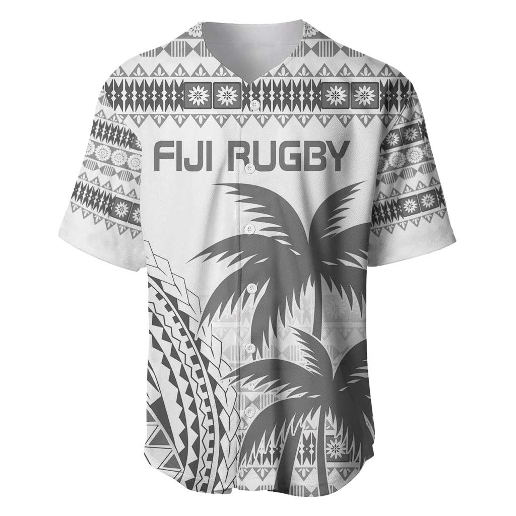 Custom Fiji Rugby Baseball Jersey Polynesian Fijian Masi Palm Tree