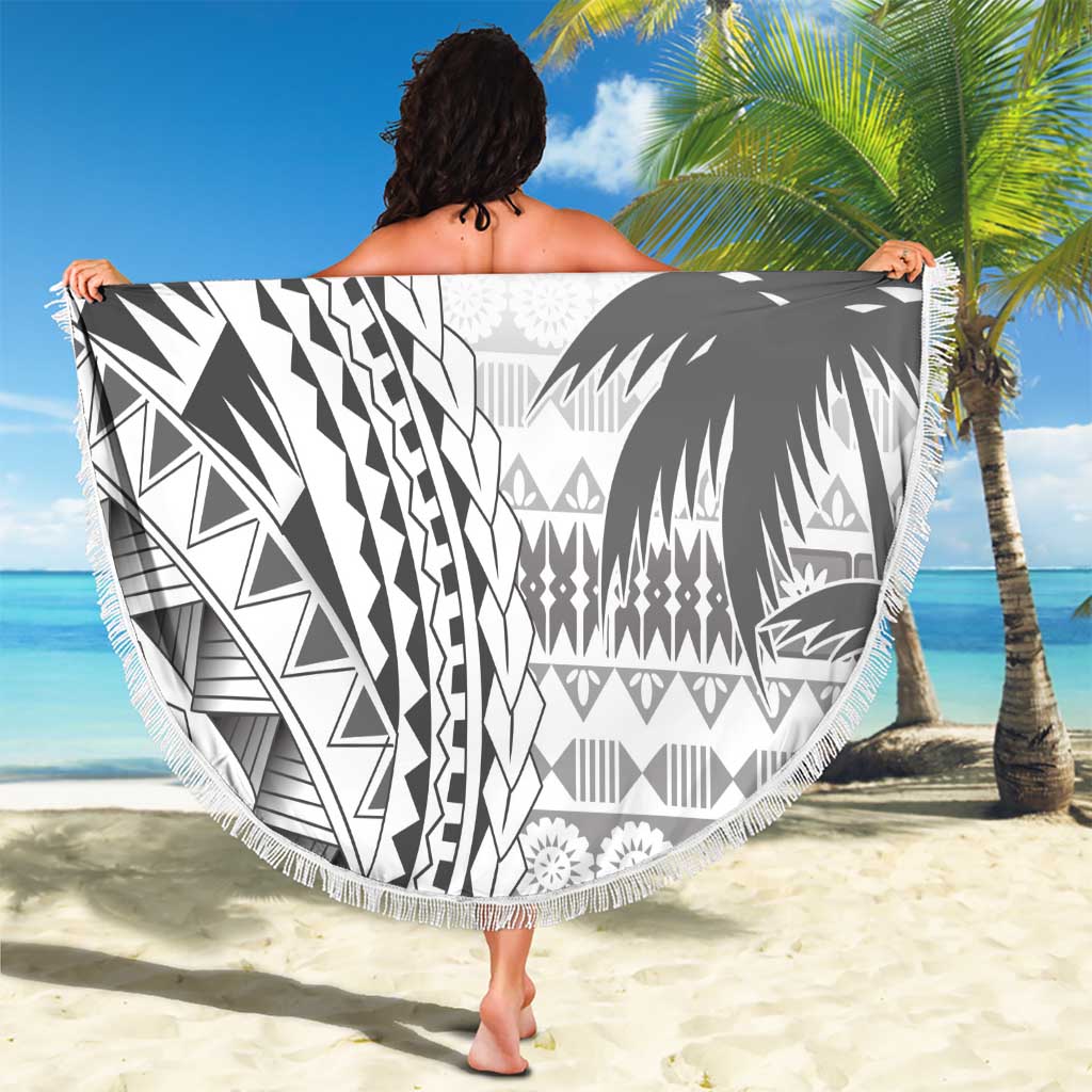 Custom Fiji Rugby Beach Blanket Polynesian Fijian Masi Palm Tree