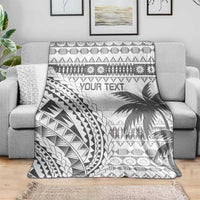 Custom Fiji Rugby Blanket Polynesian Fijian Masi Palm Tree