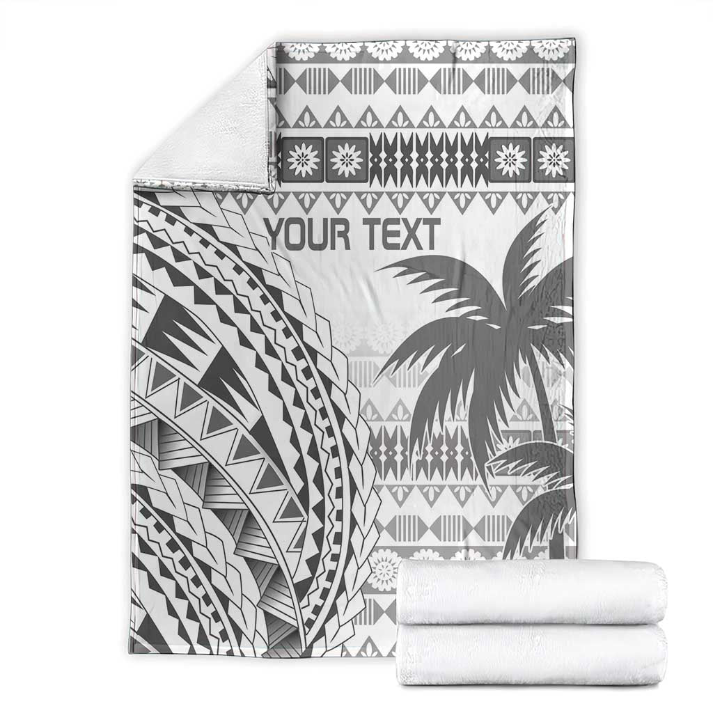 Custom Fiji Rugby Blanket Polynesian Fijian Masi Palm Tree