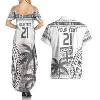 Custom Fiji Rugby Couples Matching Summer Maxi Dress and Hawaiian Shirt Polynesian Fijian Masi Palm Tree