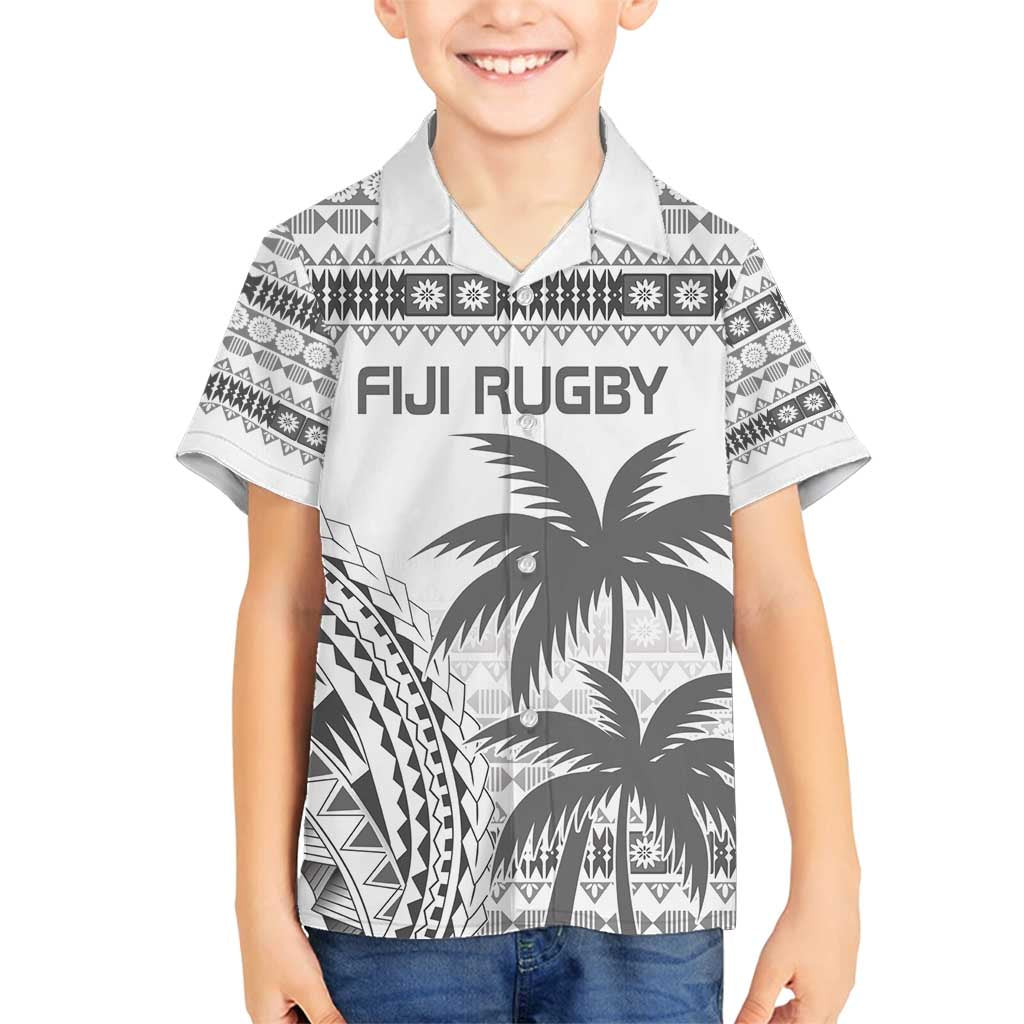 Custom Fiji Rugby Family Matching Long Sleeve Bodycon Dress and Hawaiian Shirt Polynesian Fijian Masi Palm Tree