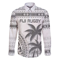 Custom Fiji Rugby Family Matching Short Sleeve Bodycon Dress and Hawaiian Shirt Polynesian Fijian Masi Palm Tree