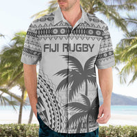 Custom Fiji Rugby Hawaiian Shirt Polynesian Fijian Masi Palm Tree