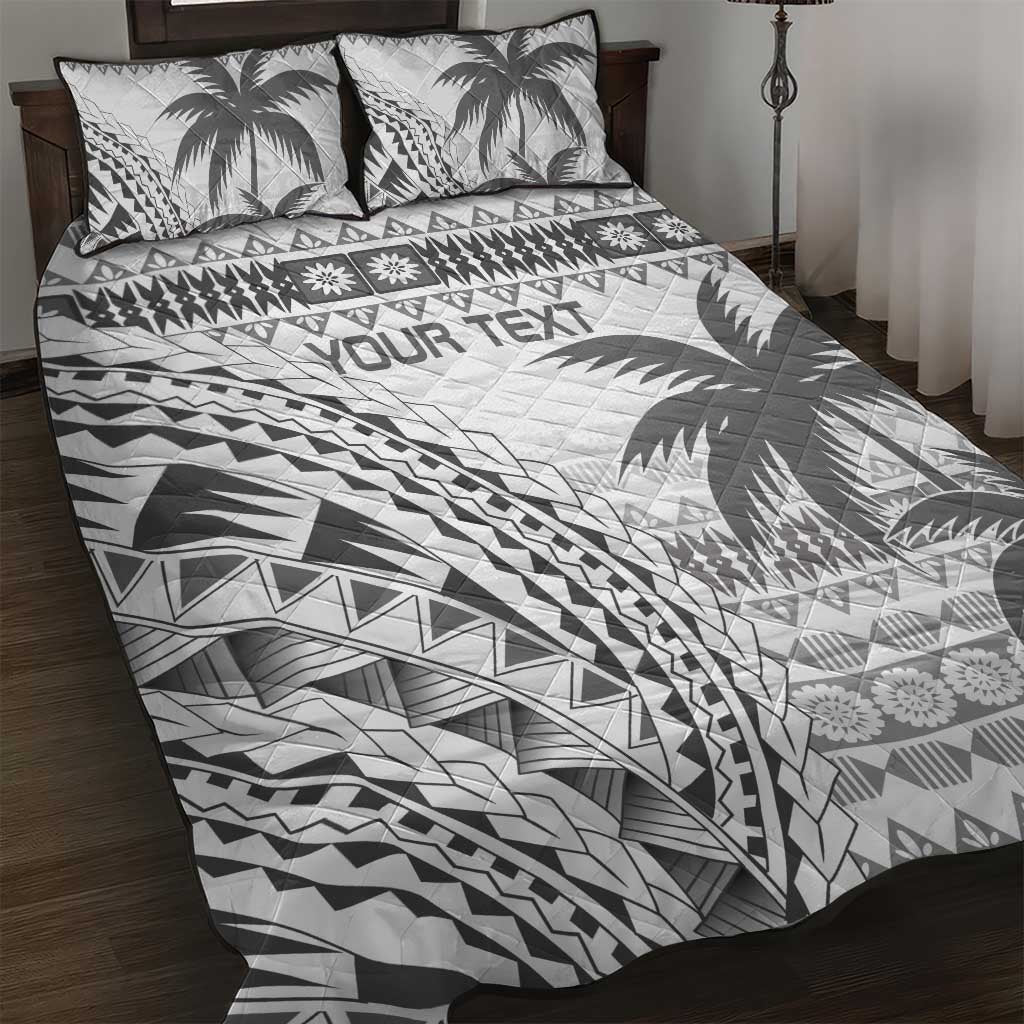 Custom Fiji Rugby Quilt Bed Set Polynesian Fijian Masi Palm Tree