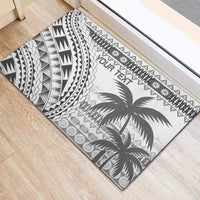 Custom Fiji Rugby Rubber Doormat Polynesian Fijian Masi Palm Tree