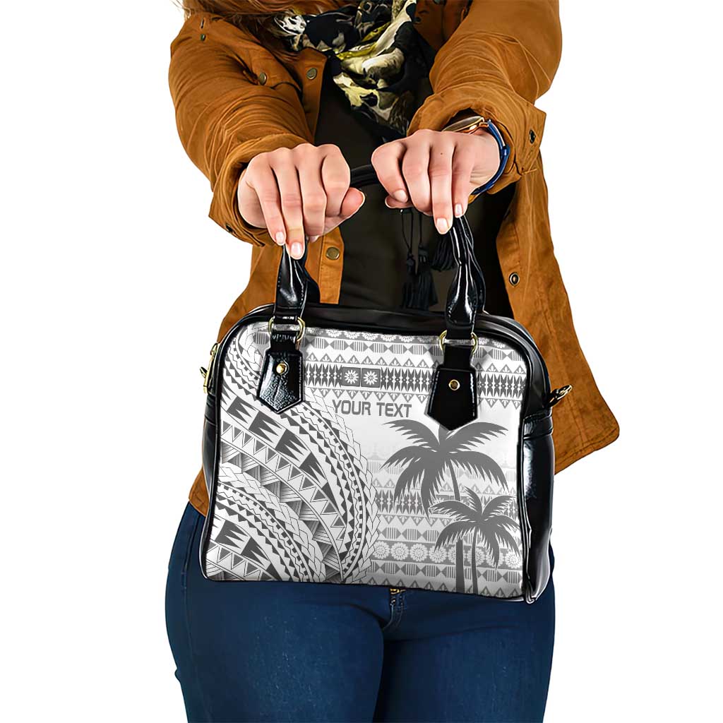 Custom Fiji Rugby Shoulder Handbag Polynesian Fijian Masi Palm Tree