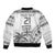 Custom Fiji Rugby Sleeve Zip Bomber Jacket Polynesian Fijian Masi Palm Tree