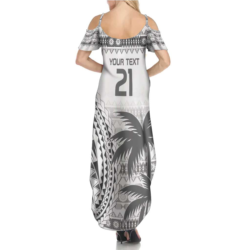 Custom Fiji Rugby Summer Maxi Dress Polynesian Fijian Masi Palm Tree