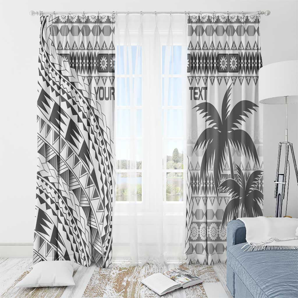 Custom Fiji Rugby Window Curtain Polynesian Fijian Masi Palm Tree