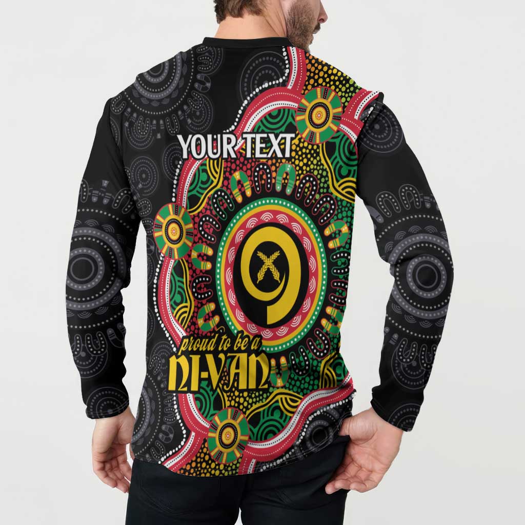 Vanuatu Personalised Button Sweatshirt Aboriginal Dot Paitnting LT9 - Polynesian Pride