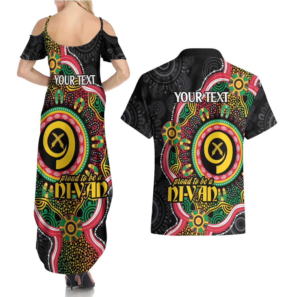 Vanuatu Personalised Couples Matching Summer Maxi Dress and Hawaiian Shirt Aboriginal Dot Paitnting LT9 - Polynesian Pride