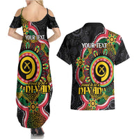 Vanuatu Personalised Couples Matching Summer Maxi Dress and Hawaiian Shirt Aboriginal Dot Paitnting LT9 - Polynesian Pride