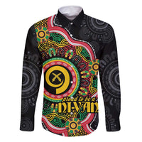 Vanuatu Personalised Family Matching Off Shoulder Maxi Dress and Hawaiian Shirt Aboriginal Dot Paitnting LT9 Dad's Shirt - Long Sleeve Black - Polynesian Pride