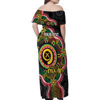 Vanuatu Personalised Family Matching Off Shoulder Maxi Dress and Hawaiian Shirt Aboriginal Dot Paitnting LT9 - Polynesian Pride