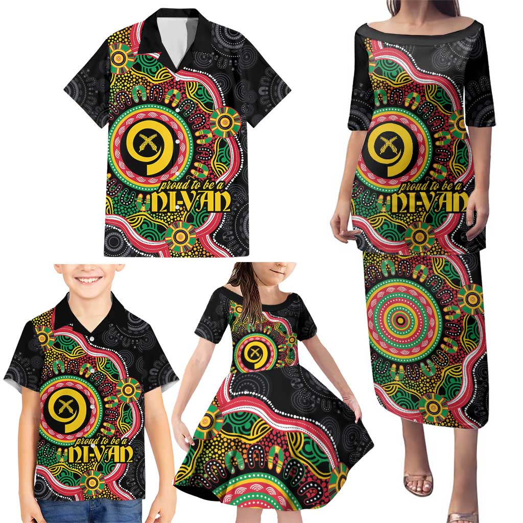 Vanuatu Personalised Family Matching Puletasi and Hawaiian Shirt Aboriginal Dot Paitnting LT9 - Polynesian Pride