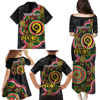 Vanuatu Personalised Family Matching Puletasi and Hawaiian Shirt Aboriginal Dot Paitnting LT9 - Polynesian Pride
