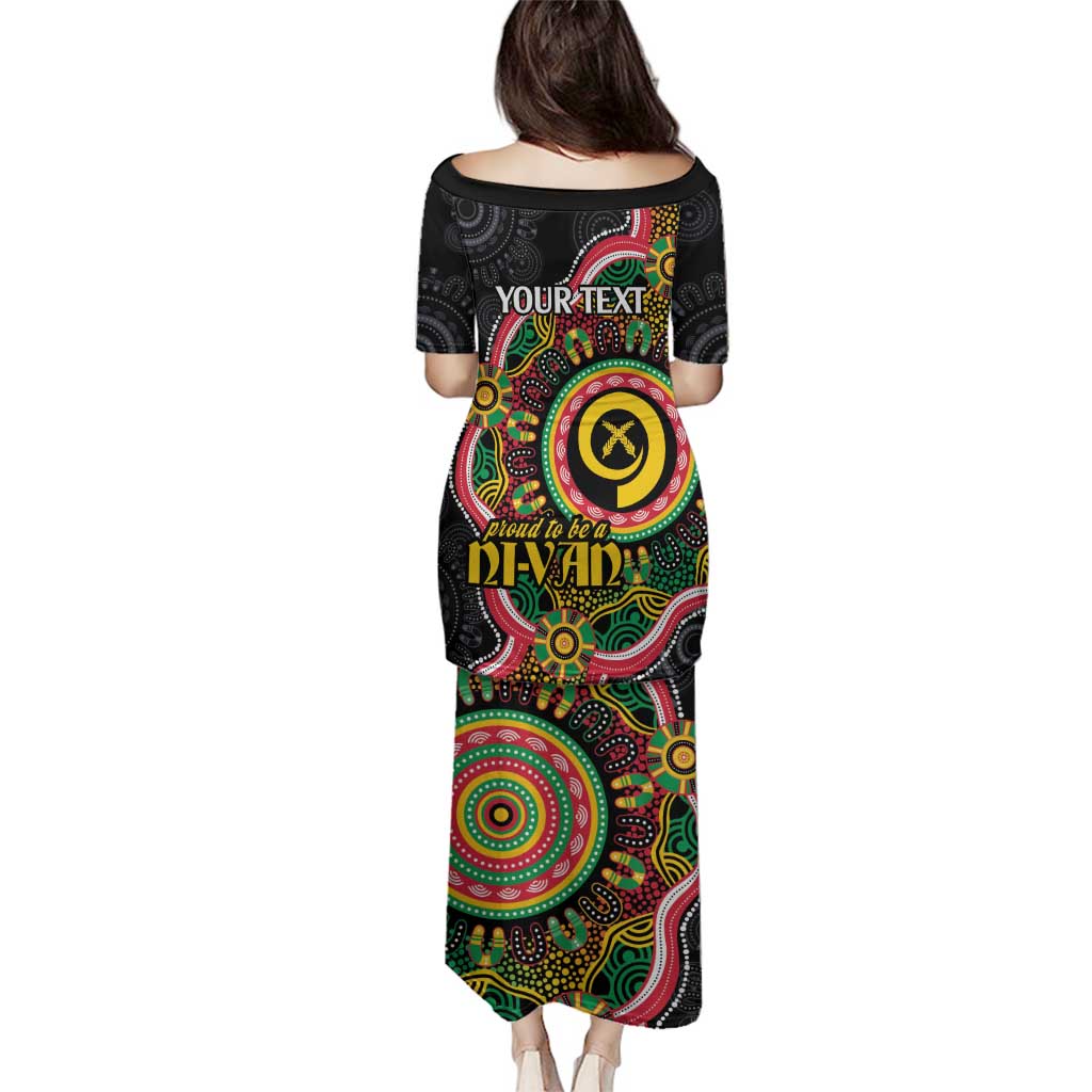 Vanuatu Personalised Family Matching Puletasi and Hawaiian Shirt Aboriginal Dot Paitnting LT9 - Polynesian Pride