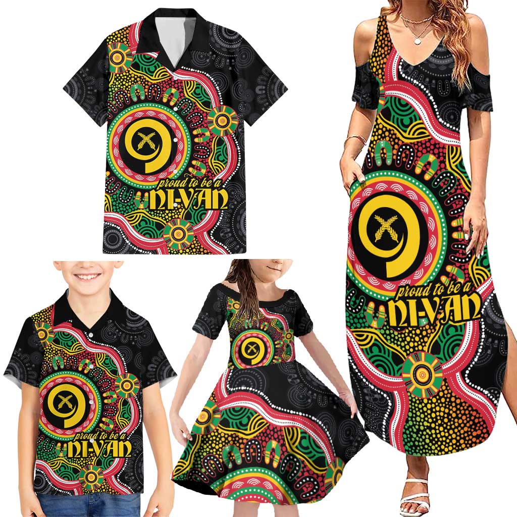 Vanuatu Personalised Family Matching Summer Maxi Dress and Hawaiian Shirt Aboriginal Dot Paitnting LT9 - Polynesian Pride