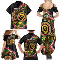 Vanuatu Personalised Family Matching Summer Maxi Dress and Hawaiian Shirt Aboriginal Dot Paitnting LT9 - Polynesian Pride