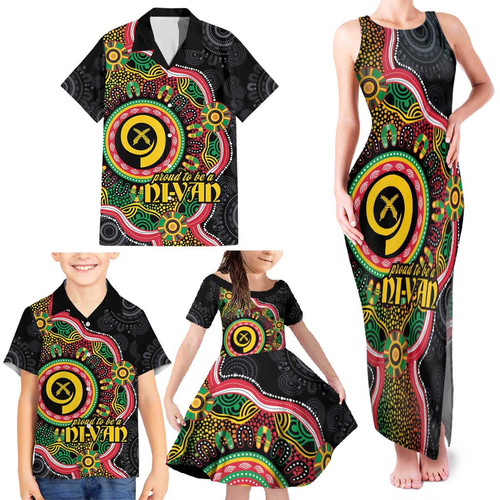 Vanuatu Personalised Family Matching Tank Maxi Dress and Hawaiian Shirt Aboriginal Dot Paitnting LT9 - Polynesian Pride