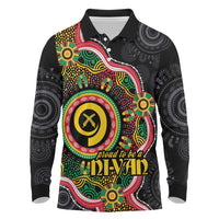 Vanuatu Personalised Long Sleeve Polo Shirt Aboriginal Dot Paitnting - Polynesian Pride