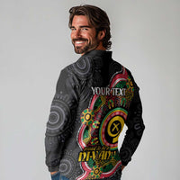 Vanuatu Personalised Long Sleeve Polo Shirt Aboriginal Dot Paitnting - Polynesian Pride