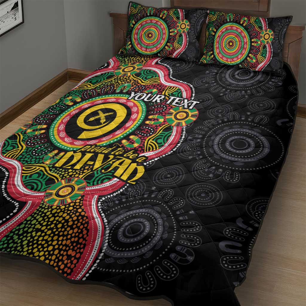 Vanuatu Personalised Quilt Bed Set Aboriginal Dot Paitnting - Polynesian Pride