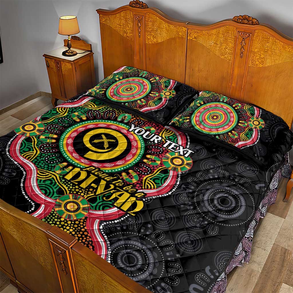 Vanuatu Personalised Quilt Bed Set Aboriginal Dot Paitnting - Polynesian Pride