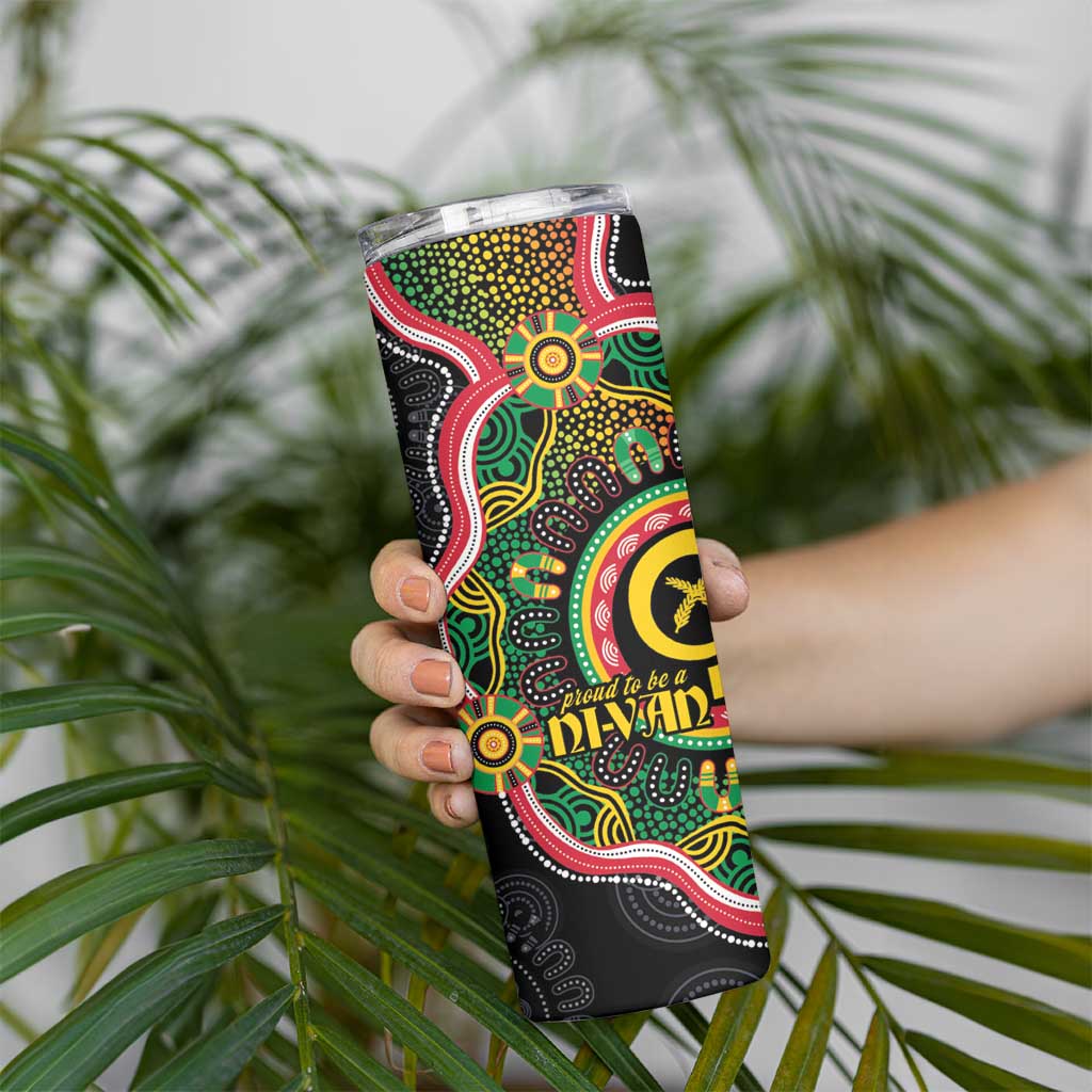 Vanuatu Personalised Skinny Tumbler Aboriginal Dot Paitnting - Polynesian Pride