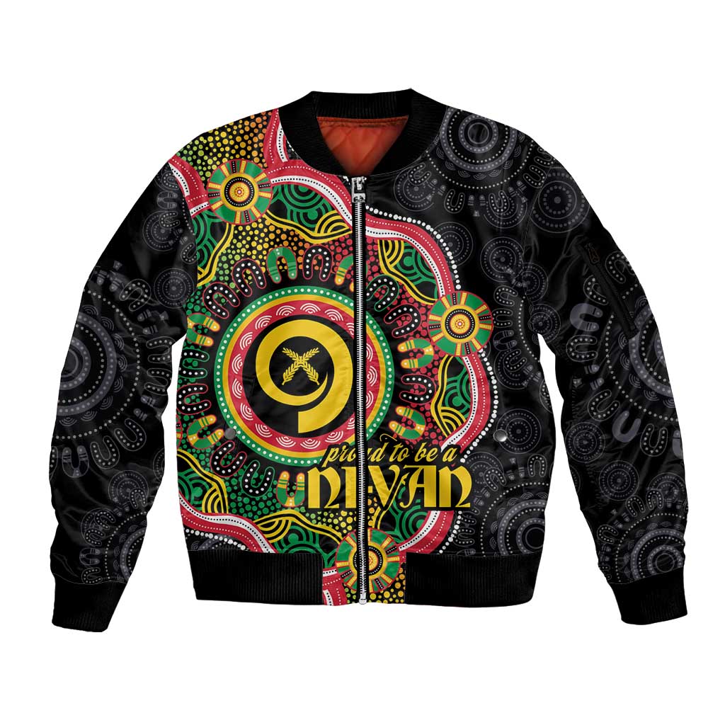 Vanuatu Personalised Sleeve Zip Bomber Jacket Aboriginal Dot Paitnting - Polynesian Pride