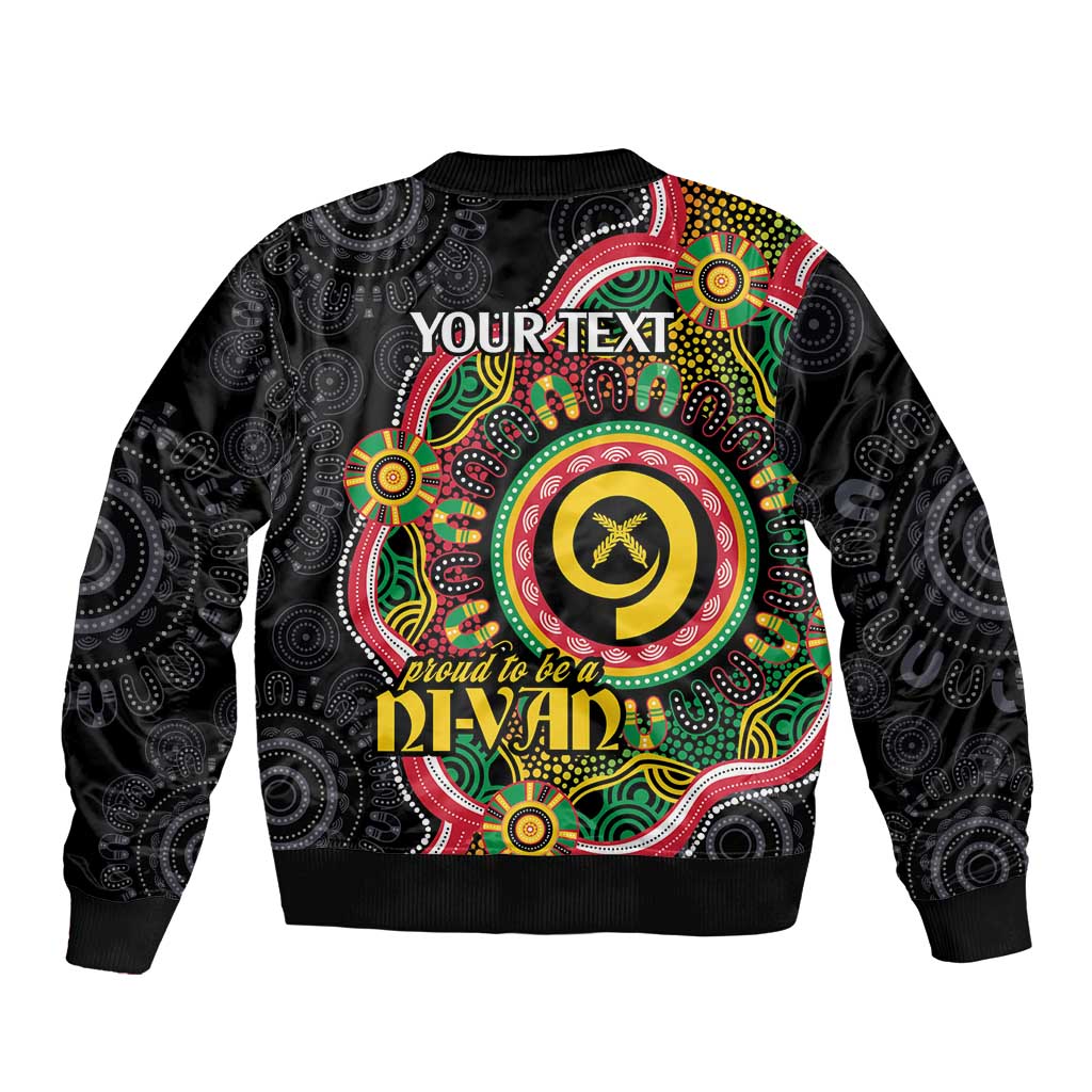Vanuatu Personalised Sleeve Zip Bomber Jacket Aboriginal Dot Paitnting - Polynesian Pride