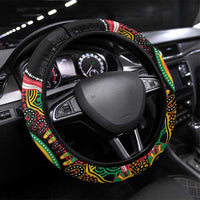 Vanuatu Steering Wheel Cover Aboriginal Dot Paitnting LT9 Universal Fit Black - Polynesian Pride