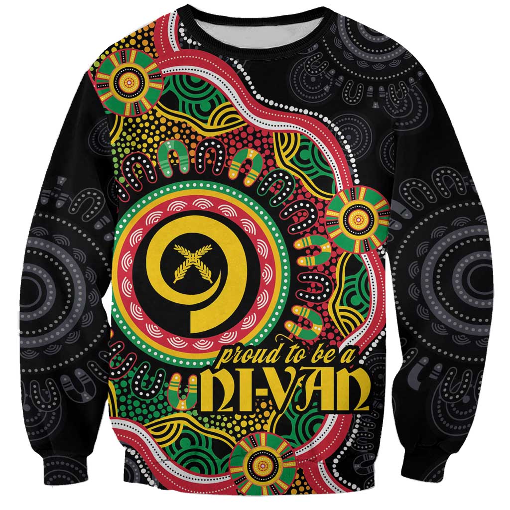 Vanuatu Personalised Sweatshirt Aboriginal Dot Paitnting LT9 Unisex Black - Polynesian Pride
