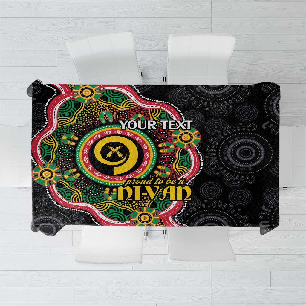 Vanuatu Personalised Tablecloth Aboriginal Dot Paitnting LT9 Black - Polynesian Pride