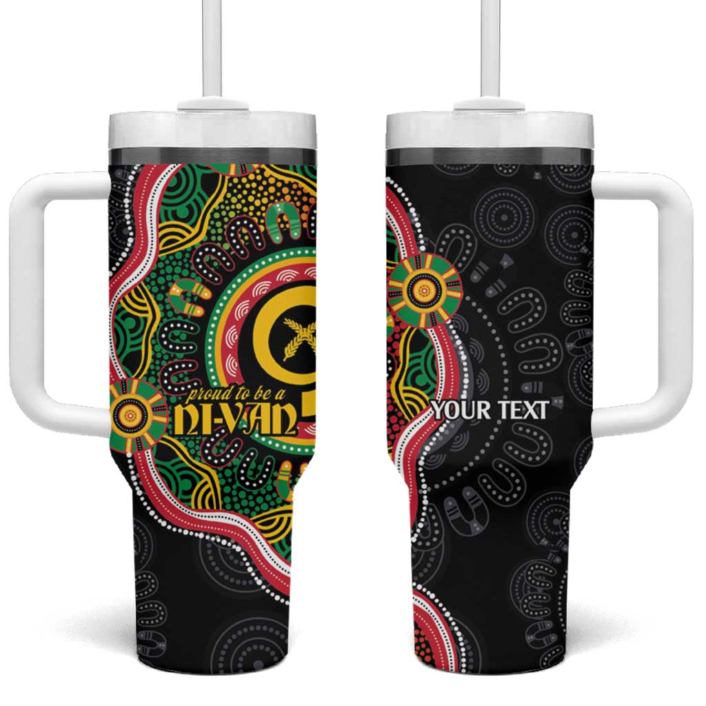Vanuatu Personalised Tumbler With Handle Aboriginal Dot Paitnting - Polynesian Pride